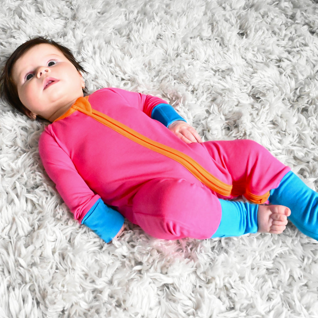 baby pajamas, pink newborn pajamas, bamboo baby sleeper, footie pajamas, onesie, romper
