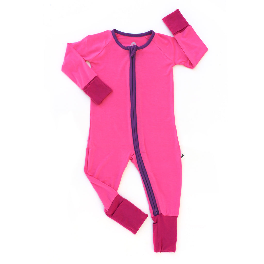 pink baby pajamas, bamboo infant sleeper, baby clothing
